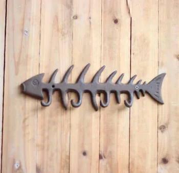 34x11 см Чугунный крючок в форме рыбьей кости в форме рыбы Украшения для балкона и сада